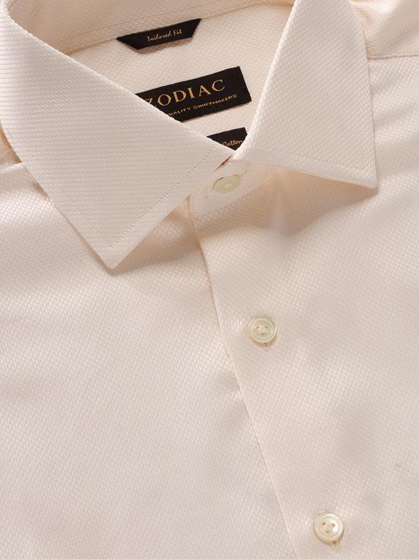 Cione Cream Check Full Sleeve Single Cuff Tailored Fit Classic Formal Two Ply Mercerized Cotton Shirt
