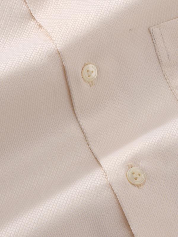 Cione Cream Check Full Sleeve Single Cuff Tailored Fit Classic Formal Two Ply Mercerized Cotton Shirt