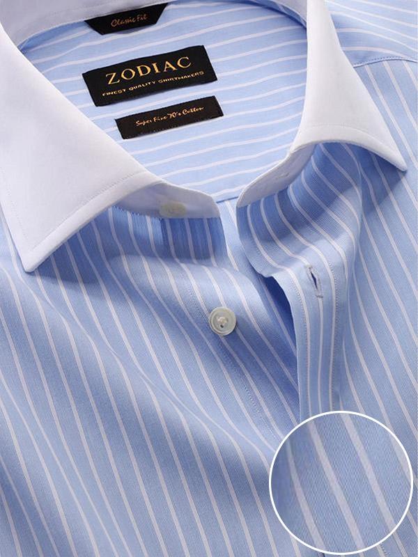 Bankers Sky Striped Full sleeve double cuff Classic Fit Classic Formal Cotton Shirt