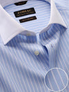 Bankers Sky Striped Full sleeve double cuff Classic Fit Classic Formal Cotton Shirt