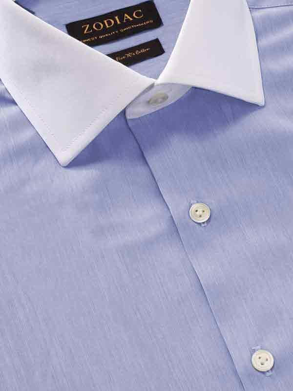 Bankers Medium Blue Solid Full sleeve single cuff Tailored Fit Classic Formal Cotton Shirt