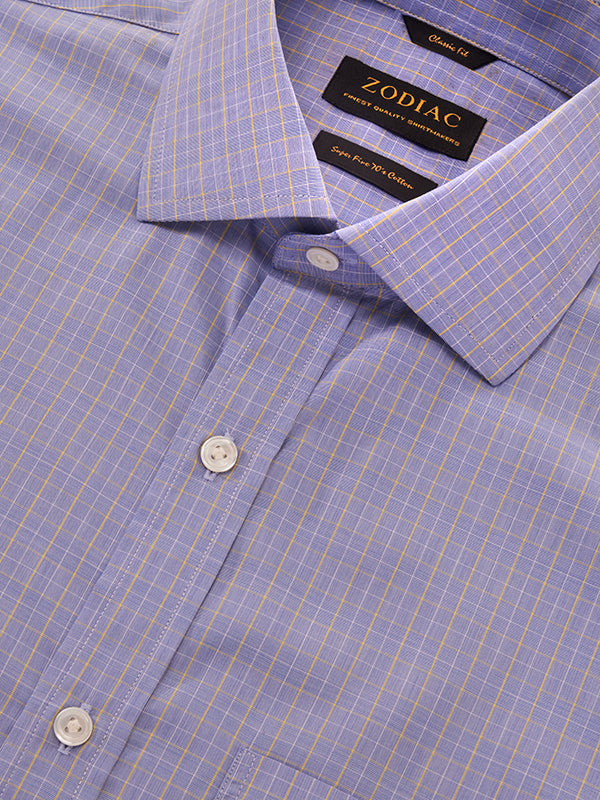 Cricoli Medium Blue Check Full Sleeve Single Cuff Classic Fit Classic Formal Super Fine Cotton Shirt