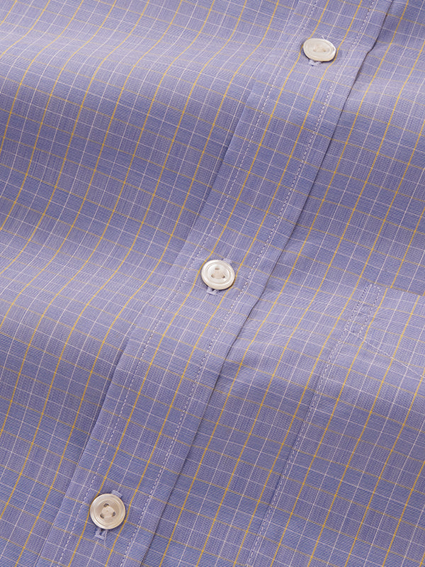 Cricoli Medium Blue Check Full Sleeve Single Cuff Classic Fit Classic Formal Super Fine Cotton Shirt