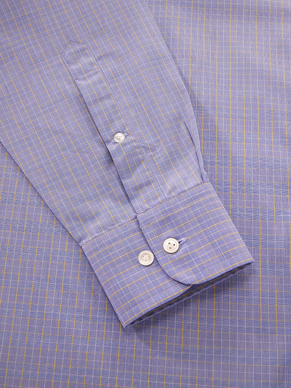 Cricoli Medium Blue Check Full Sleeve Single Cuff Classic Fit Classic Formal Super Fine Cotton Shirt