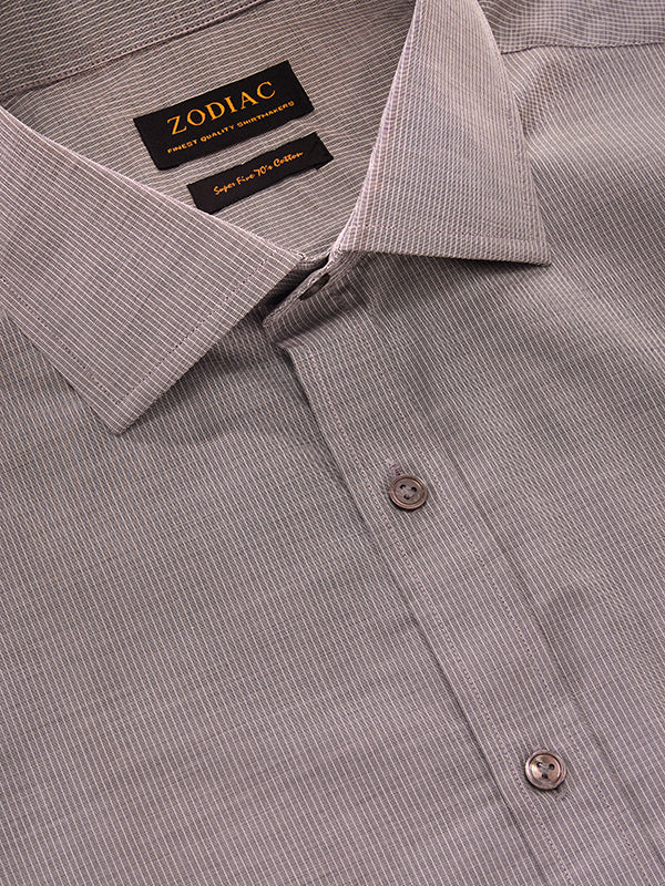Cricoli Dark Grey Striped Full Sleeve Single Cuff Classic Fit Classic Formal Super Fine Cotton Shirt