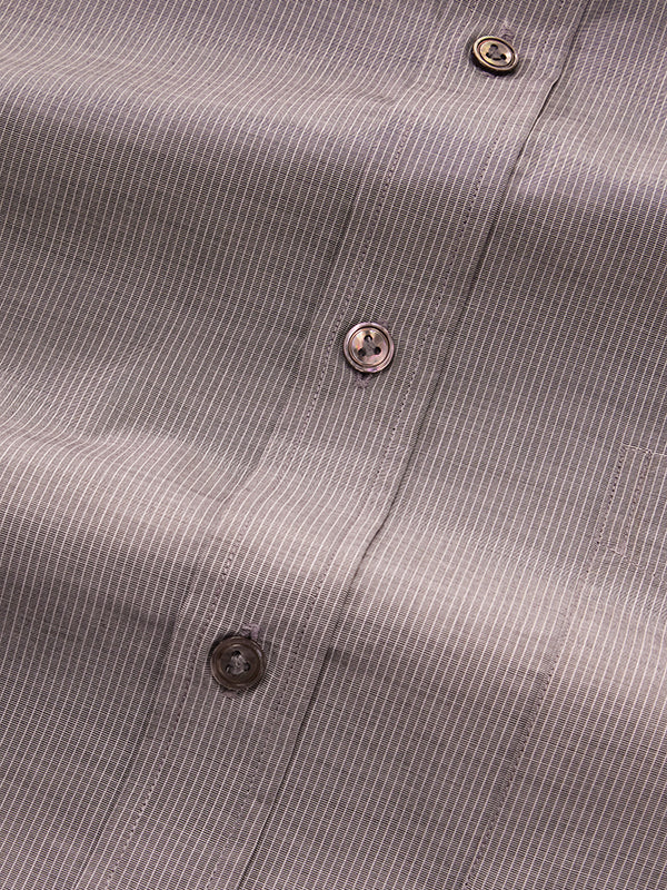 Cricoli Dark Grey Striped Full Sleeve Single Cuff Classic Fit Classic Formal Super Fine Cotton Shirt