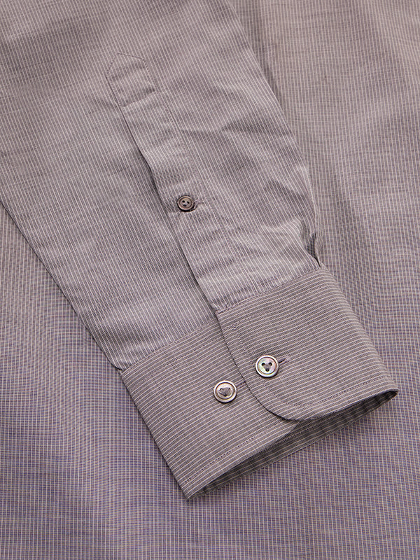 Cricoli Dark Grey Striped Full Sleeve Single Cuff Classic Fit Classic Formal Super Fine Cotton Shirt
