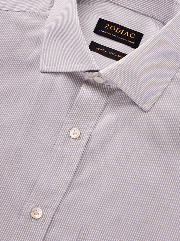 Cricoli Light Grey Striped Full Sleeve Single Cuff Classic Fit Classic Formal Super Fine Cotton Shirt