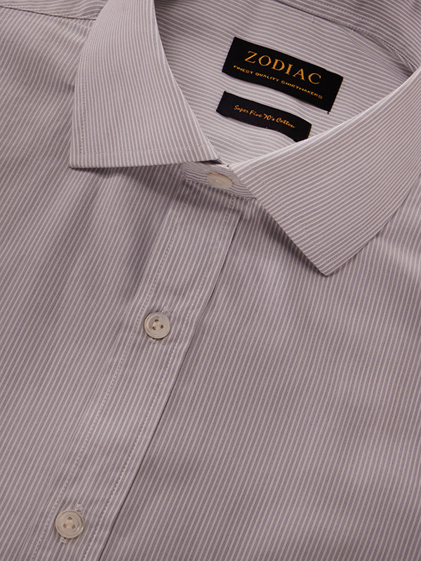 Cricoli Light Grey Striped Full Sleeve Single Cuff Classic Fit Classic Formal Super Fine Cotton Shirt