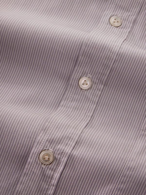 Cricoli Light Grey Striped Full Sleeve Single Cuff Classic Fit Classic Formal Super Fine Cotton Shirt