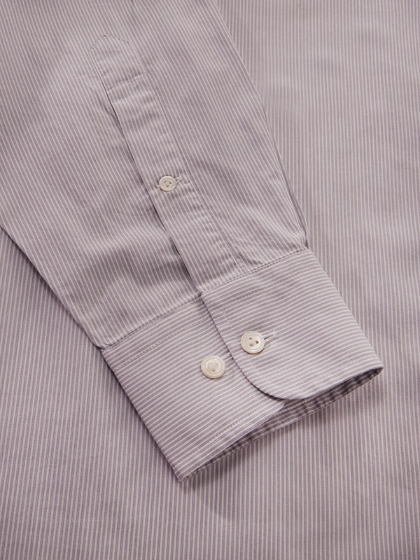 Cricoli Light Grey Striped Full Sleeve Single Cuff Classic Fit Classic Formal Super Fine Cotton Shirt