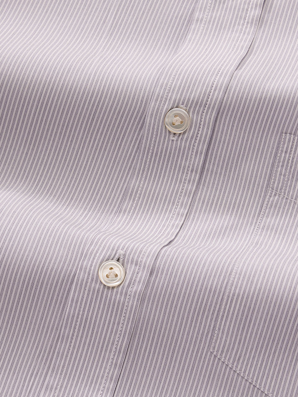 Cricoli Light Grey Striped Full Sleeve Single Cuff Classic Fit Classic Formal Super Fine Cotton Shirt