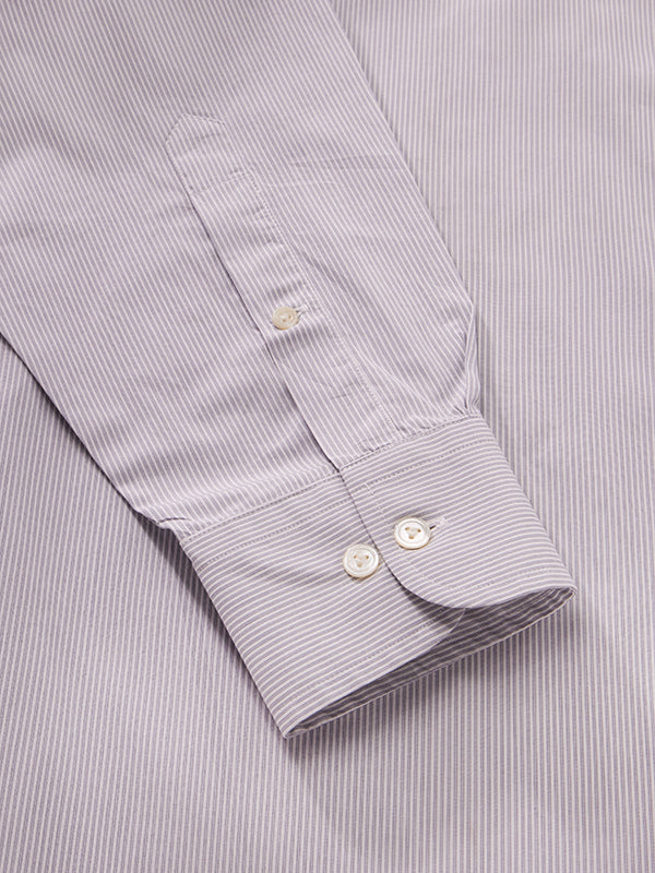 Cricoli Light Grey Striped Full Sleeve Single Cuff Classic Fit Classic Formal Super Fine Cotton Shirt