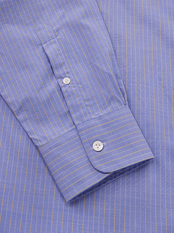 Cricoli Sky Striped Full Sleeve Single Cuff Tailored Fit Classic Formal Super Fine Cotton Shirt
