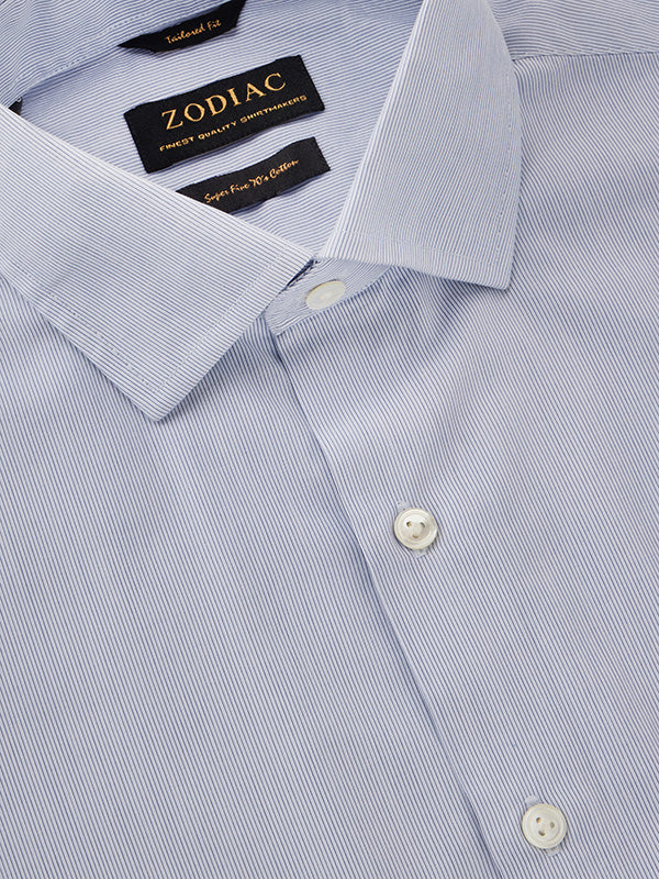 Cricoli Blue Striped Half Sleeve Tailored Fit Classic Formal Super Fine Cotton Shirt