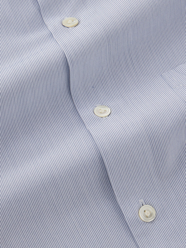 Cricoli Blue Striped Half Sleeve Tailored Fit Classic Formal Super Fine Cotton Shirt