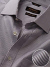 Da Vinci Black & White Striped Full Sleeve Single Cuff Classic Fit Classic Formal Two Ply Mercerized Cotton Shirt