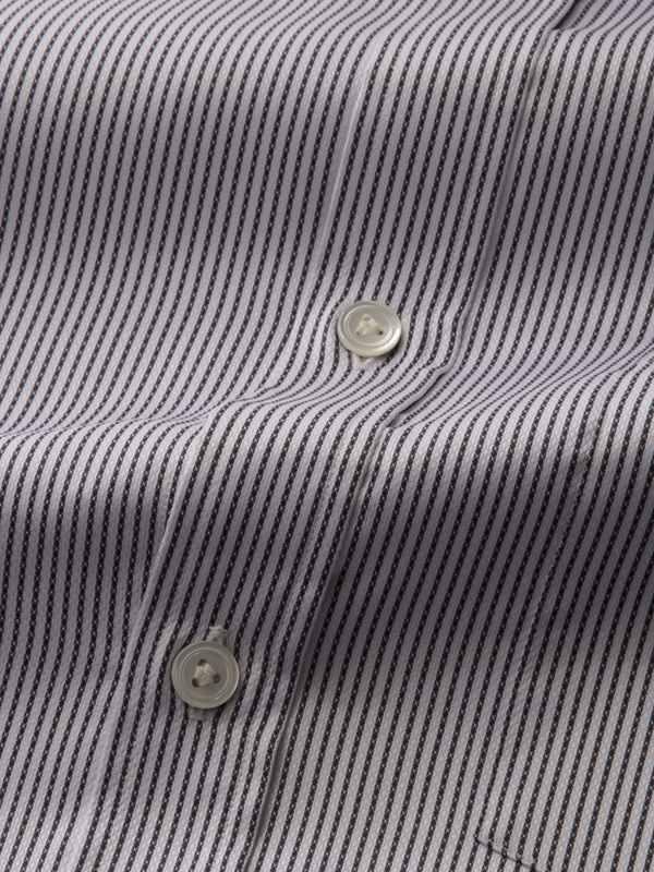 Da Vinci Black & White Striped Full Sleeve Single Cuff Classic Fit Classic Formal Two Ply Mercerized Cotton Shirt