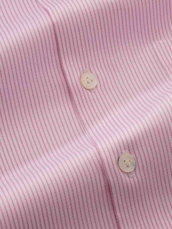 Da Vinci Pink Striped Full Sleeve Single Cuff Tailored Fit Classic Formal Two Ply Mercerized Cotton Shirt