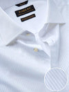 Da Vinci White Striped Full Sleeve Single Cuff Classic Fit Classic Formal Two Ply Mercerized Cotton Shirt