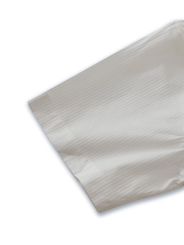 Da Vinci White Striped Half Sleeve Classic Fit Semi Formal Two Ply Mercerized Cotton Shirt