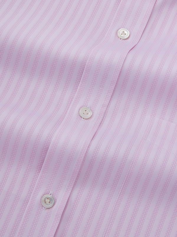 Da Vinci Pink Striped Full Sleeve Double Cuff Classic Fit Classic Formal Two Ply Mercerized Cotton Shirt