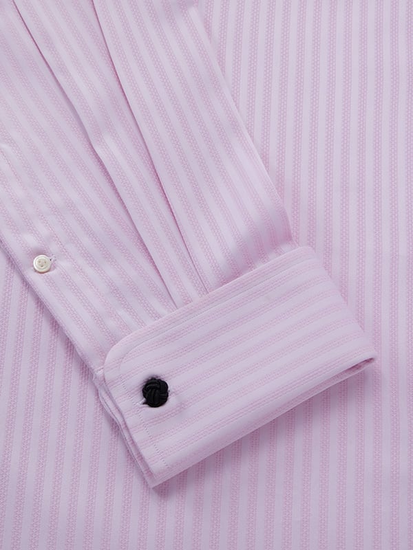 Da Vinci Pink Striped Full Sleeve Double Cuff Classic Fit Classic Formal Two Ply Mercerized Cotton Shirt