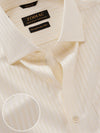 Da Vinci Cream Striped Full Sleeve Single Cuff Tailored Fit Classic Formal Two Ply Mercerized Cotton Shirt