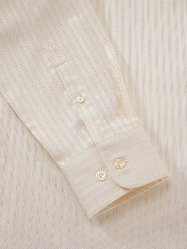 Da Vinci Cream Striped Full Sleeve Single Cuff Tailored Fit Classic Formal Two Ply Mercerized Cotton Shirt
