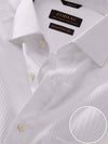 Da Vinci White Striped Full Sleeve Single Cuff Classic Fit Classic Formal Two Ply Mercerized Cotton Shirt