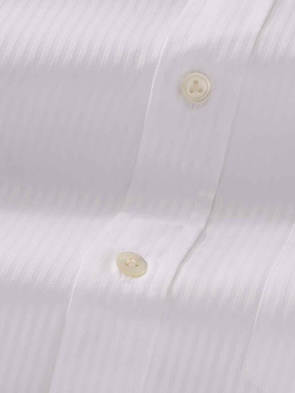 Da Vinci White Striped Full Sleeve Single Cuff Classic Fit Classic Formal Two Ply Mercerized Cotton Shirt