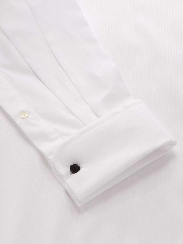 Da Vinci White Solid Full Sleeve Double Cuff Classic Fit Classic Formal Two Ply Mercerized Cotton Shirt