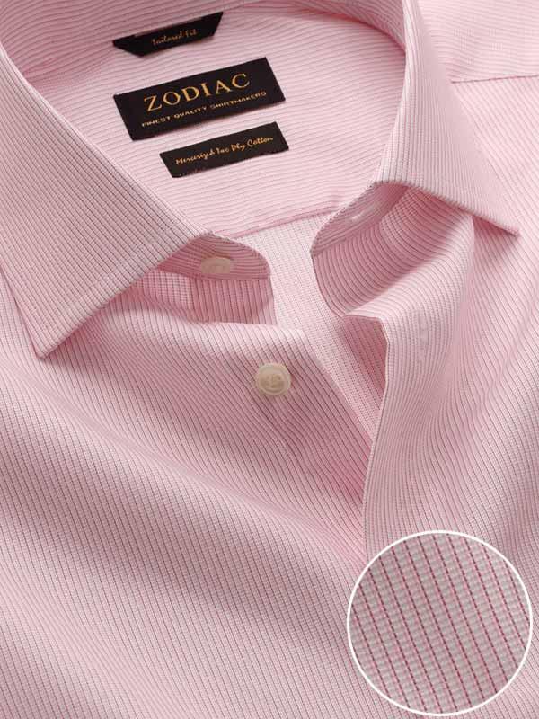 Da Vinci Red Striped Full Sleeve Single Cuff Tailored Fit Classic Formal Two Ply Mercerized Cotton Shirt