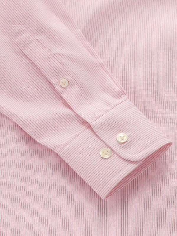 Da Vinci Red Striped Full Sleeve Single Cuff Tailored Fit Classic Formal Two Ply Mercerized Cotton Shirt