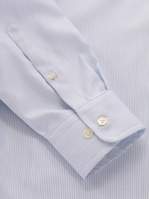 Da Vinci Sky Striped Full Sleeve Single Cuff Tailored Fit Classic Formal Two Ply Mercerized Cotton Shirt