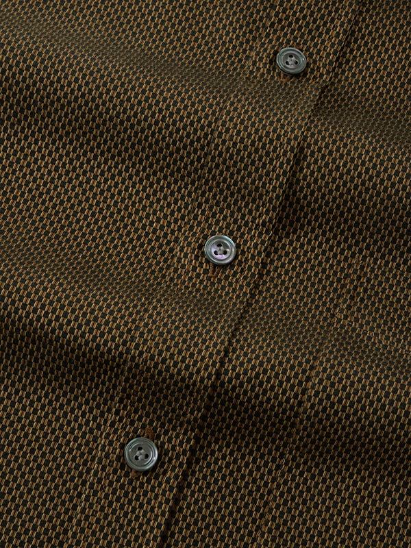 Dolcetto Brown Solid Full Sleeve Single Cuff Classic Fit Semi Formal Dark Silk Touch Egyptian Giza Cotton Shirt