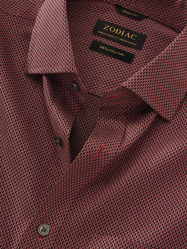 Dolcetto Maroon Solid Full Sleeve Single Cuff Classic Fit Semi Formal Dark Silk Touch Egyptian Giza Cotton Shirt