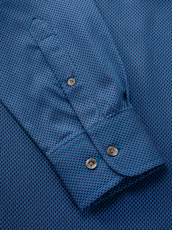 Dolcetto Navy Solid Full Sleeve Single Cuff Classic Fit Semi Formal Dark Silk Touch Egyptian Giza Cotton Shirt