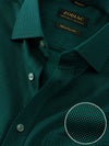 Dolcetto Green Solid Full Sleeve Single Cuff Classic Fit Semi Formal Dark Silk Touch Egyptian Giza Cotton Shirt