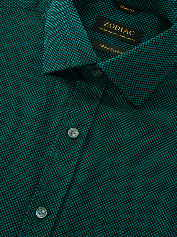 Dolcetto Green Solid Full Sleeve Single Cuff Classic Fit Semi Formal Dark Silk Touch Egyptian Giza Cotton Shirt
