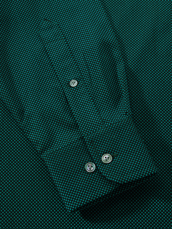 Dolcetto Green Solid Full Sleeve Single Cuff Classic Fit Semi Formal Dark Silk Touch Egyptian Giza Cotton Shirt