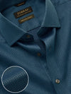Dolcetto Teal Solid Full Sleeve Single Cuff Tailored Fit Semi Formal Dark Silk Touch Egyptian Giza Cotton Shirt