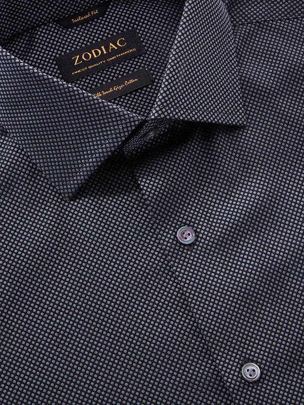 Dolcetto Dark Grey Solid Full Sleeve Single Cuff Tailored Fit Semi Formal Dark Silk Touch Egyptian Giza Cotton Shirt