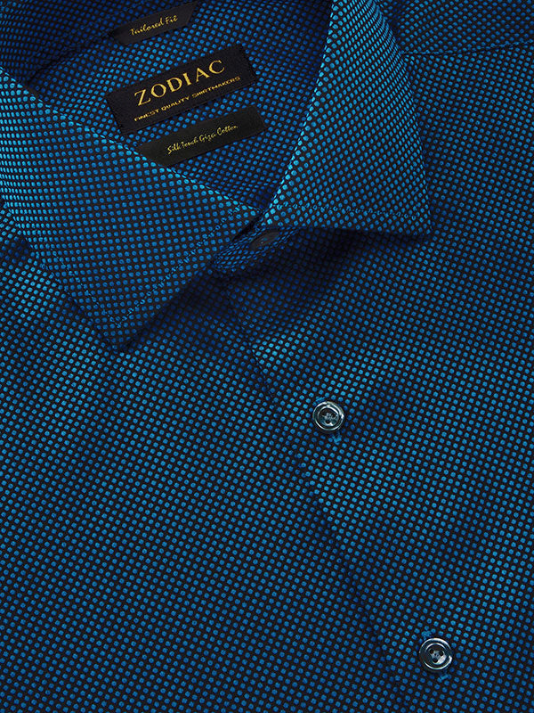 Dolcetto Navy Solid Full Sleeve Single Cuff Tailored Fit Semi Formal Dark Silk Touch Egyptian Giza Cotton Shirt