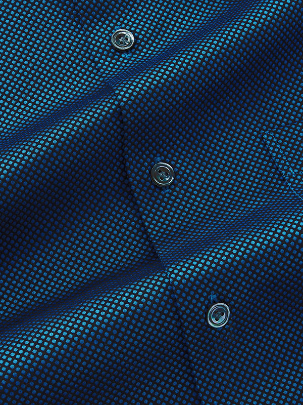 Dolcetto Navy Solid Full Sleeve Single Cuff Tailored Fit Semi Formal Dark Silk Touch Egyptian Giza Cotton Shirt