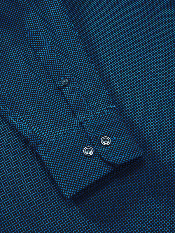 Dolcetto Navy Solid Full Sleeve Single Cuff Tailored Fit Semi Formal Dark Silk Touch Egyptian Giza Cotton Shirt