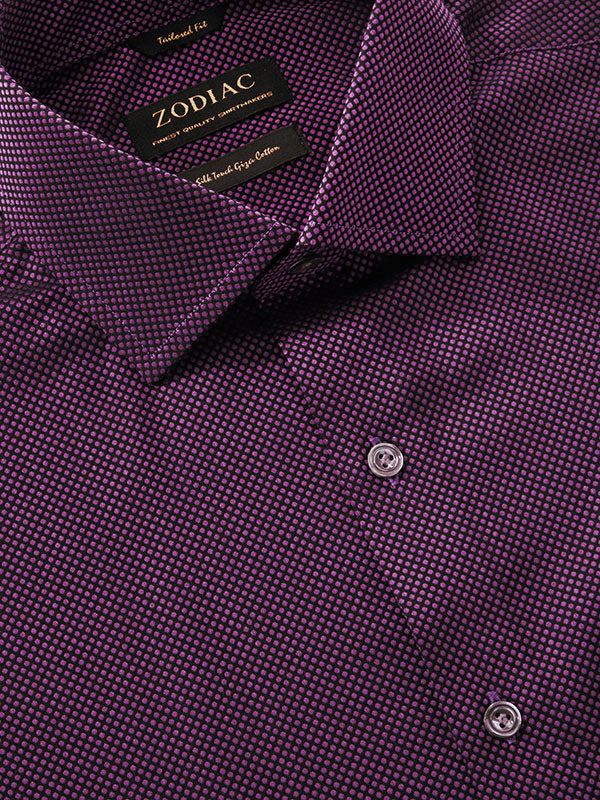 Dolcetto Purple Solid Full Sleeve Single Cuff Tailored Fit Semi Formal Dark Silk Touch Egyptian Giza Cotton Shirt