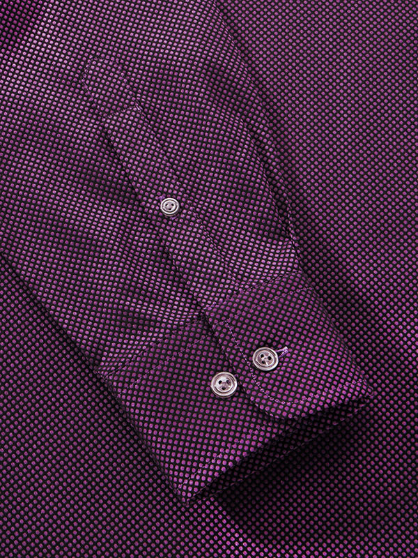 Dolcetto Purple Solid Full Sleeve Single Cuff Tailored Fit Semi Formal Dark Silk Touch Egyptian Giza Cotton Shirt