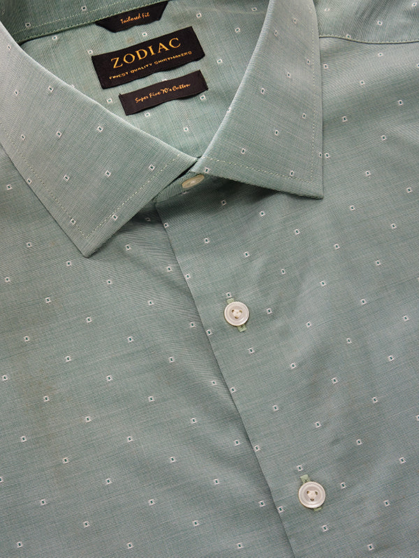 Dorzano Green Solid Full Sleeve Single Cuff Tailored Fit Semi Formal Super Fine Cotton Shirt