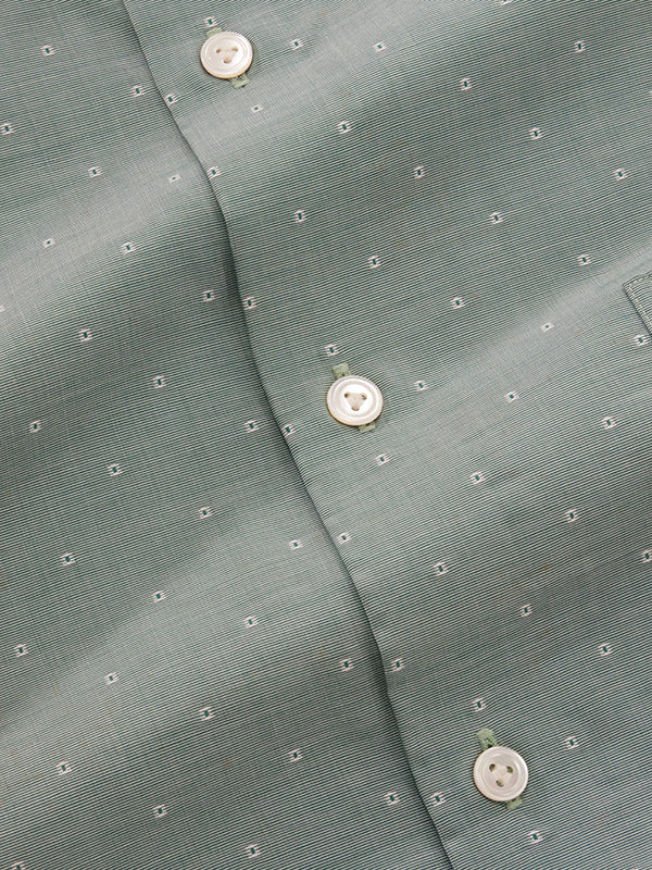 Dorzano Green Solid Full Sleeve Single Cuff Tailored Fit Semi Formal Super Fine Cotton Shirt